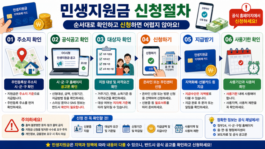 민생지원금 신청방법 대상조회 지자체 공고 온라인 주민센터 지역화폐 지급 절차