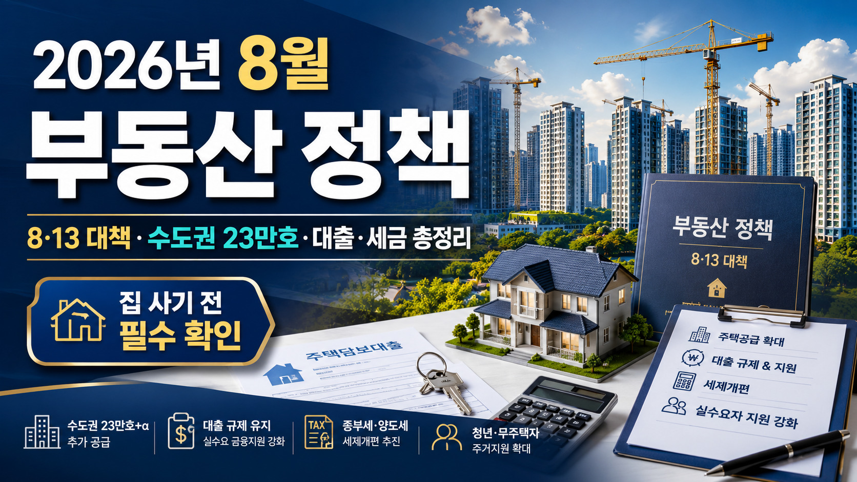 2026년 8월 부동산 정책 8·13 대책 수도권 주택공급 대출 세금 실수요자 지원