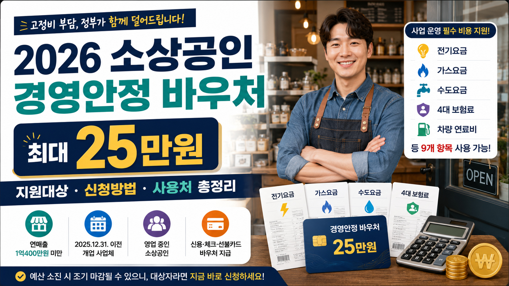 2026 소상공인 경영안정 바우처 25만원 지원대상 신청방법 사용처 안내
